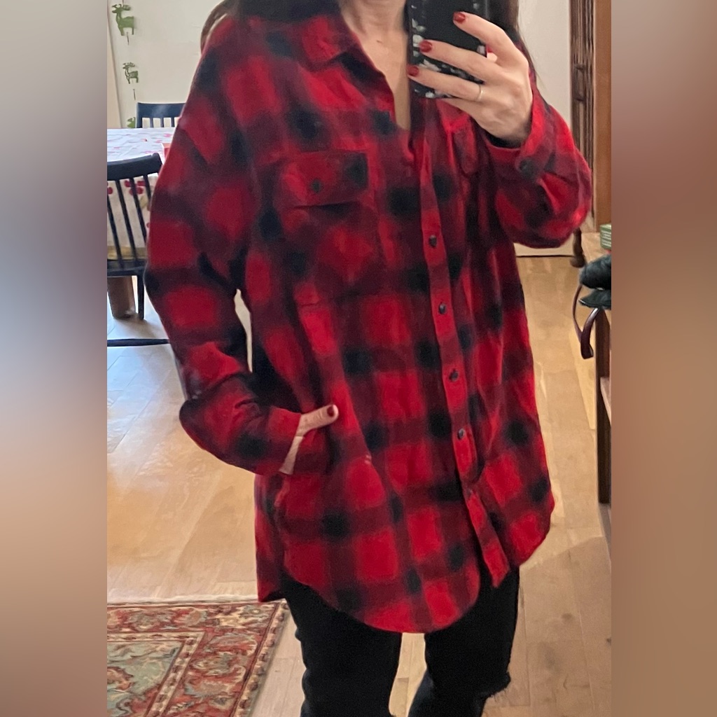 Red & Black Overisized Button Down